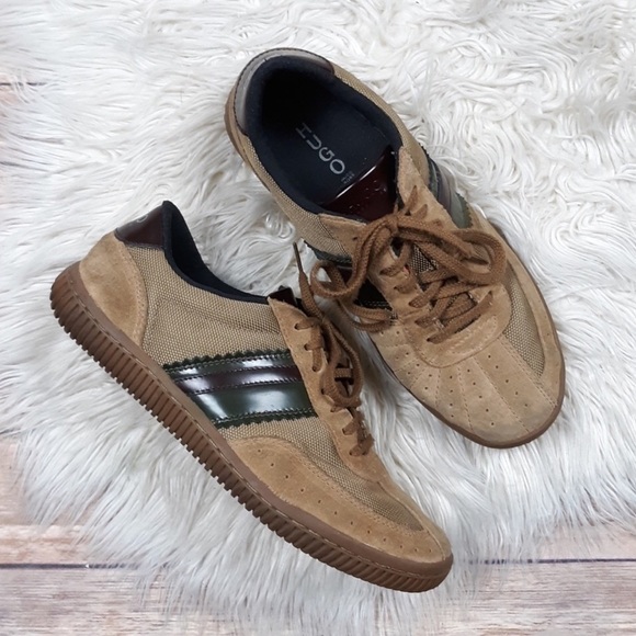 Hugo Boss | Classic Tan Suede Striped Sneakers - Picture 1 of 8